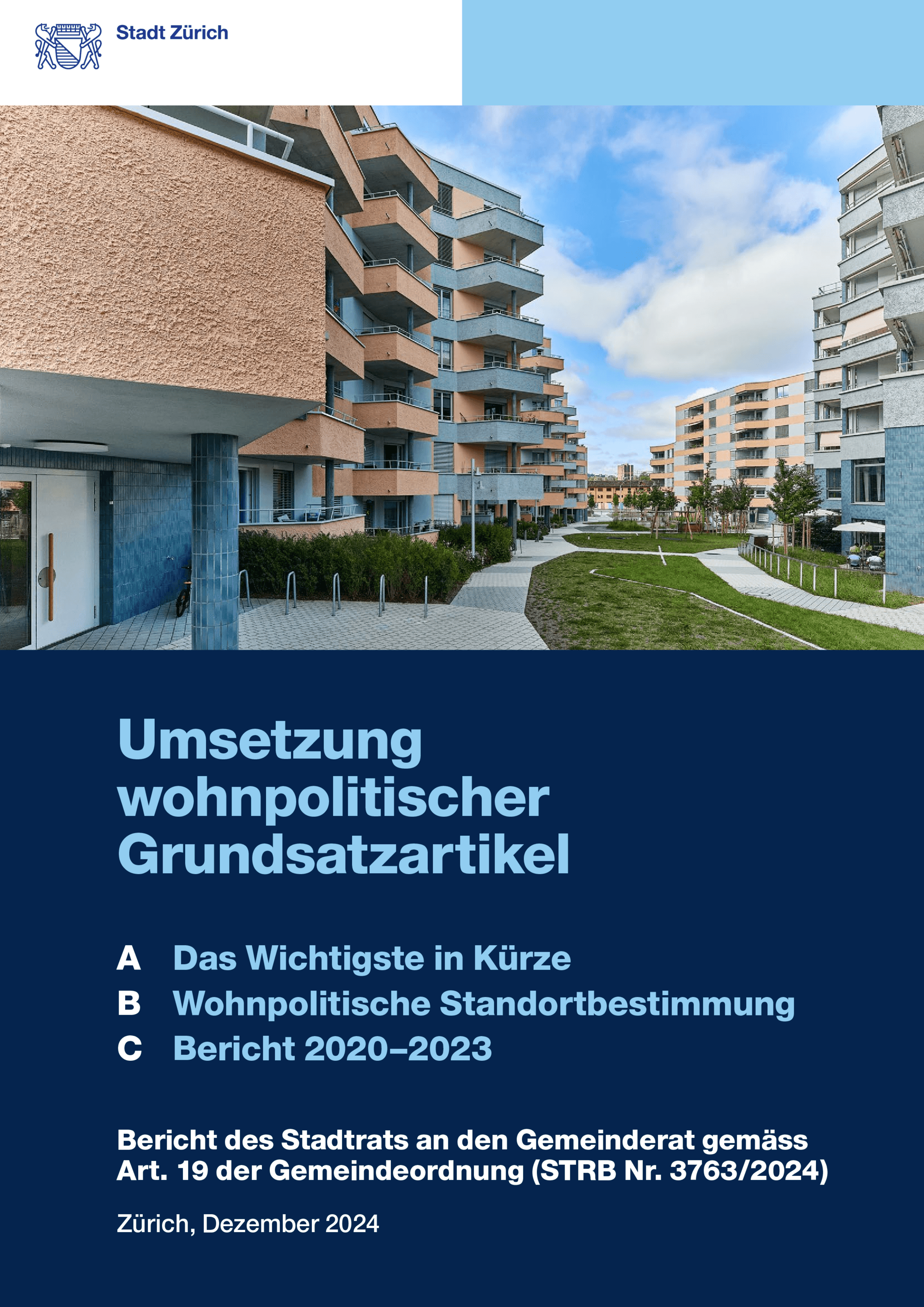 Umsetzung wohnpolitischer Grundsatzartikel: Bericht 2020–2023 (STRB Nr. 3763/2024)