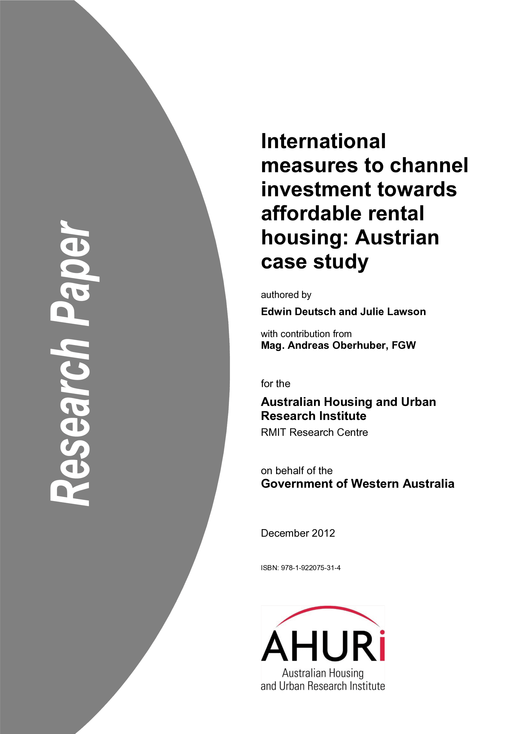 International measures to channel investment towards affordable rental housing: Austrian case study