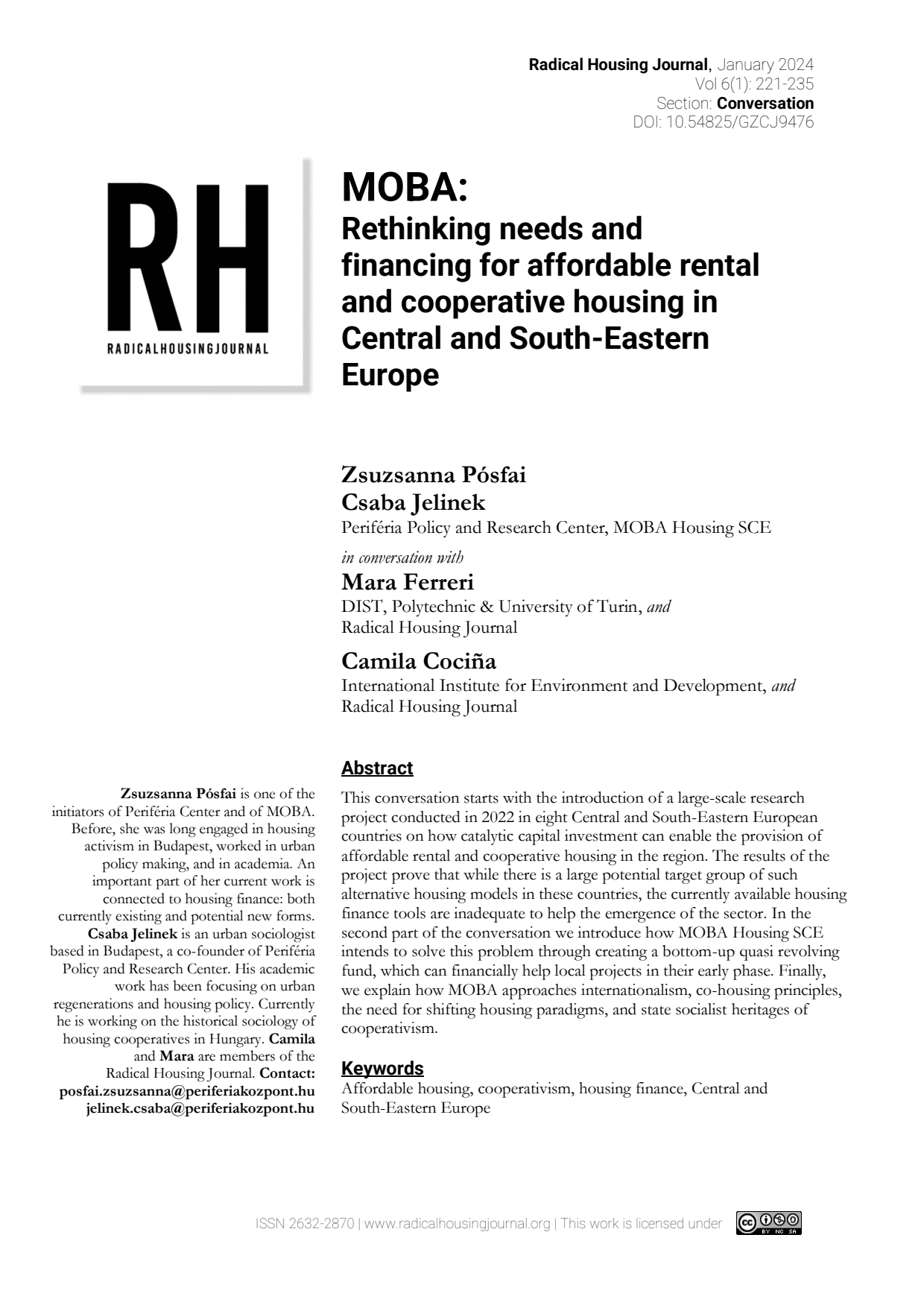 MOBA: Rethinking needs and financing for affordable rent and cooperative housing in Central and South-Eastern Europe