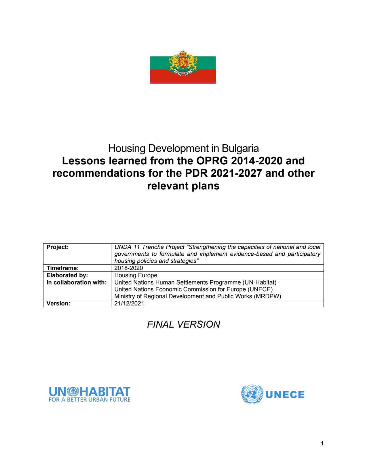 Housing Development in Bulgaria – Learning from 2014-2020 to Take a Step Further in 2021-2027