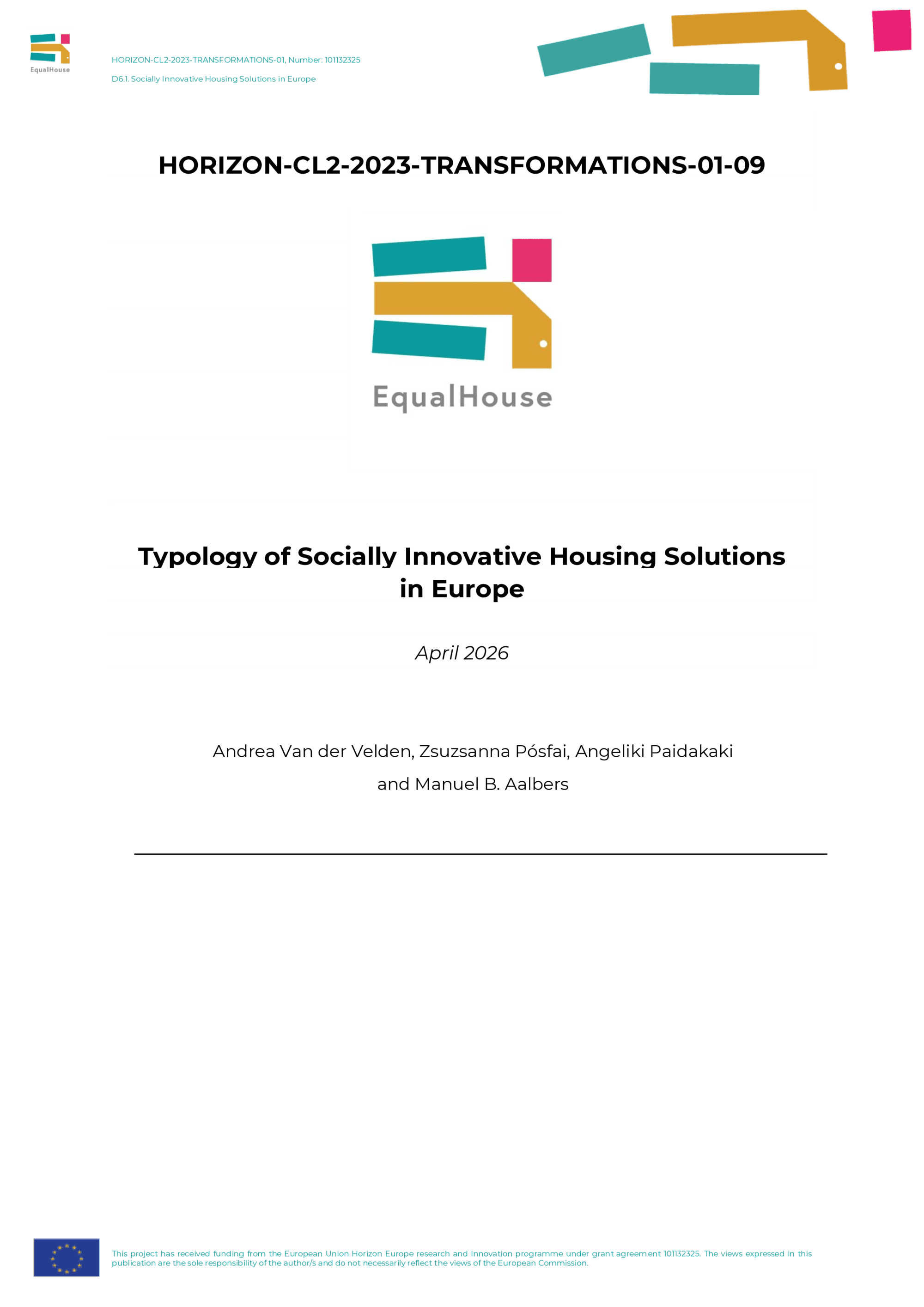 Typology of Socially Innovative Housing Solutions in Europe