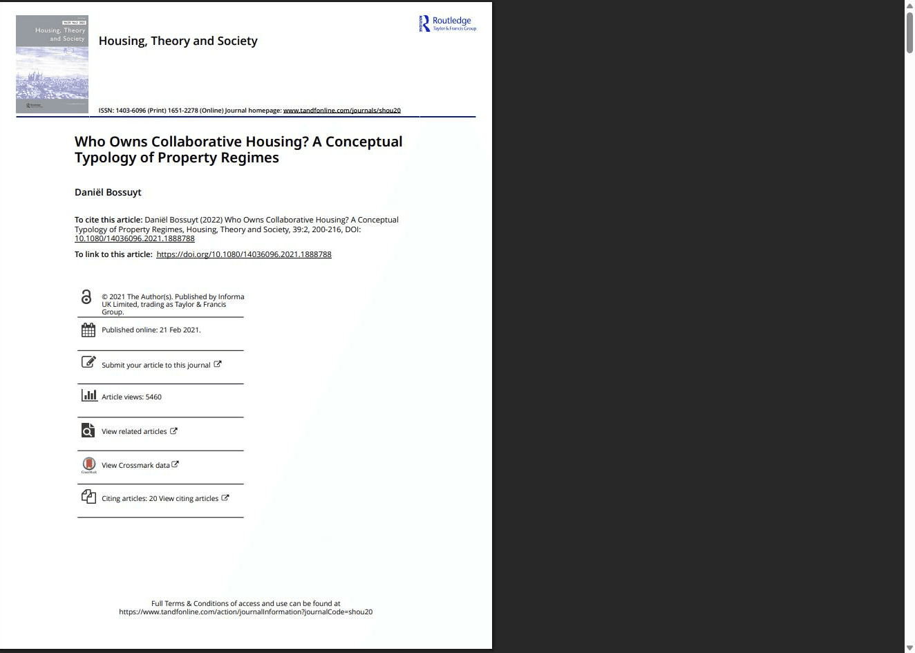 Who owns collaborative housing? A conceptual typology of property regimes