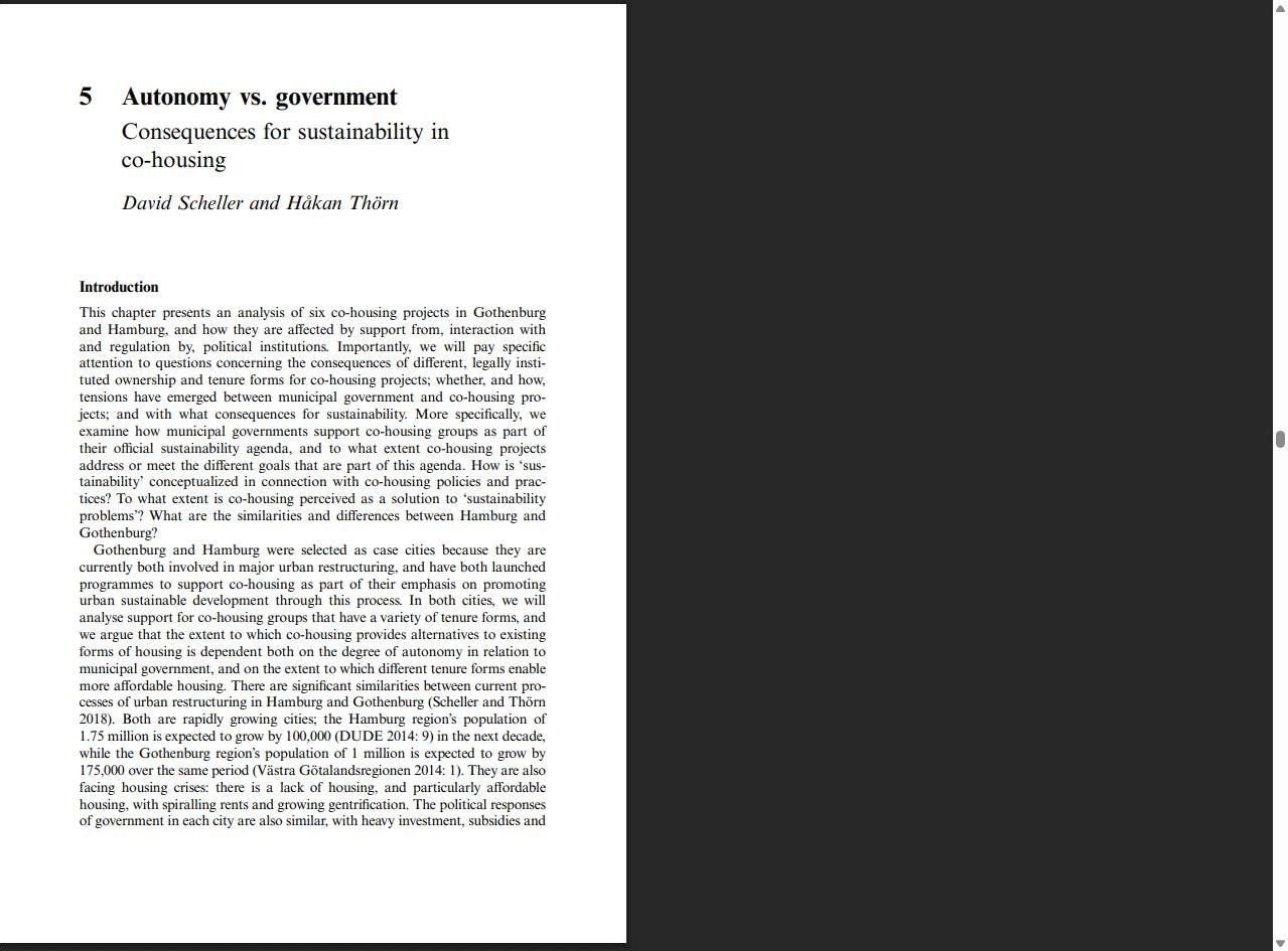 Autonomy vs. government: Consequences for sustainability in co-housing