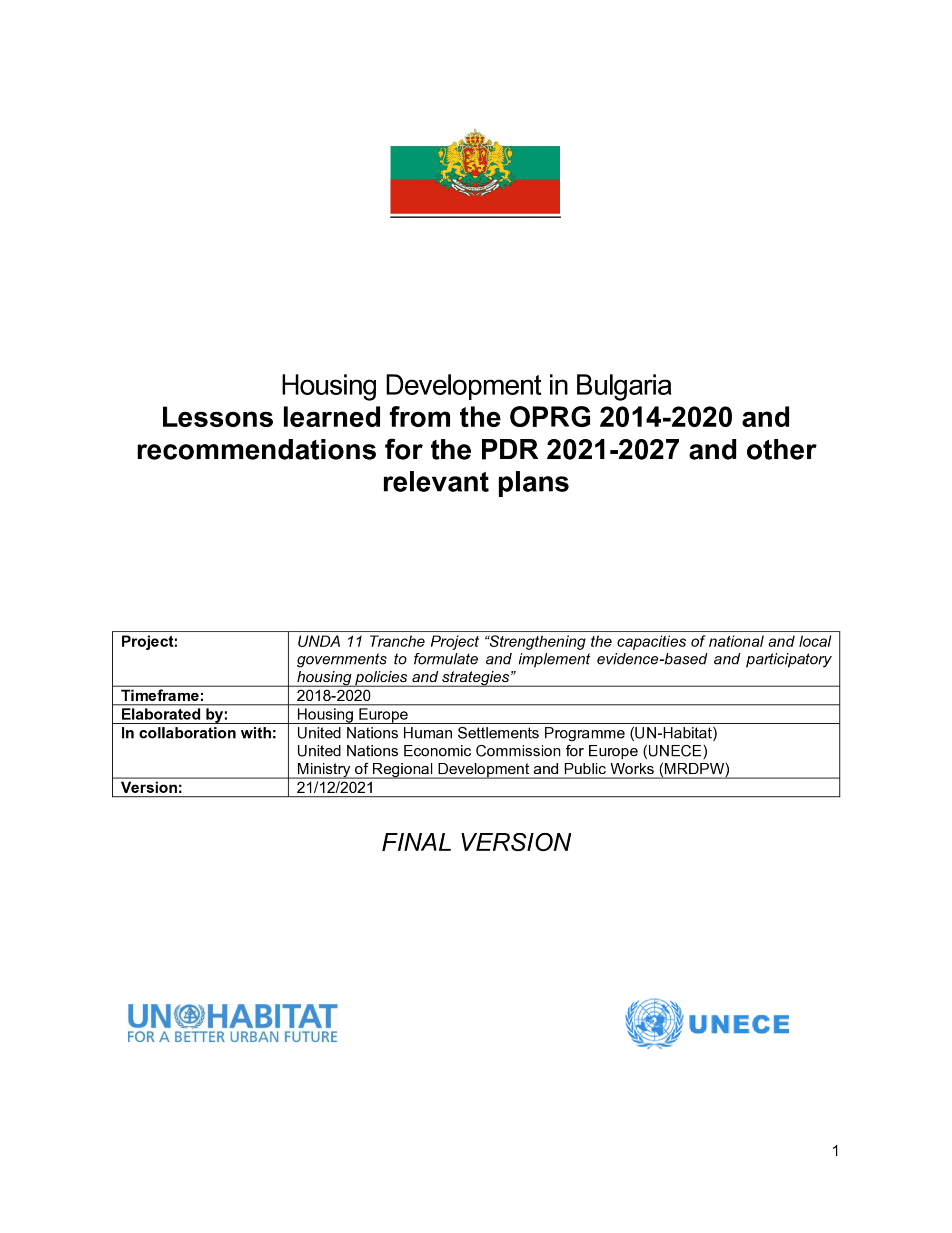 Housing Development in Bulgaria – Learning from 2014-2020 to Take a Step Further in 2021-2027