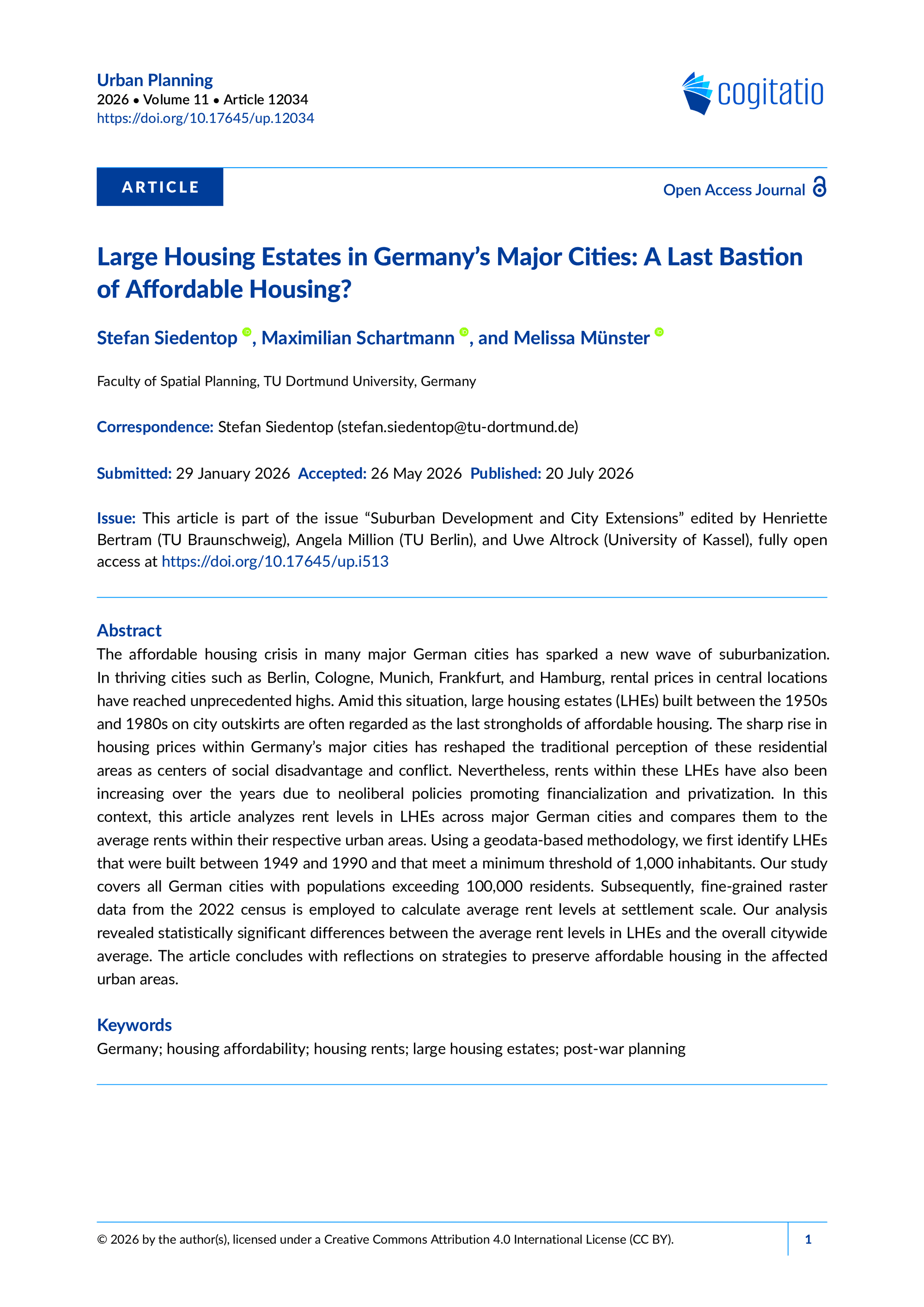 Large Housing Estates in Germany's Major Cities: A Last Bastion of Affordable Housing?