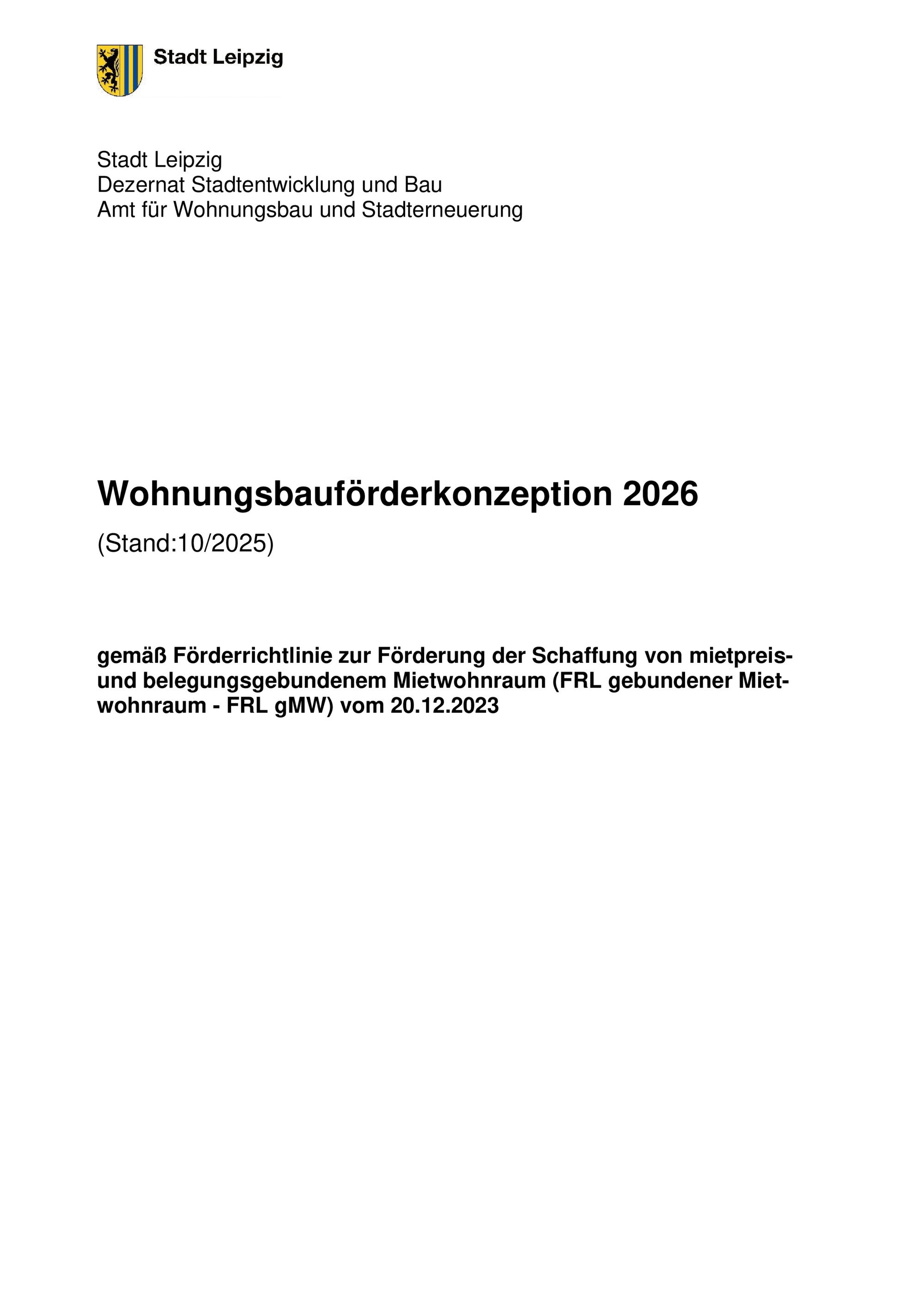 Wohnungsbauförderkonzeption 2026