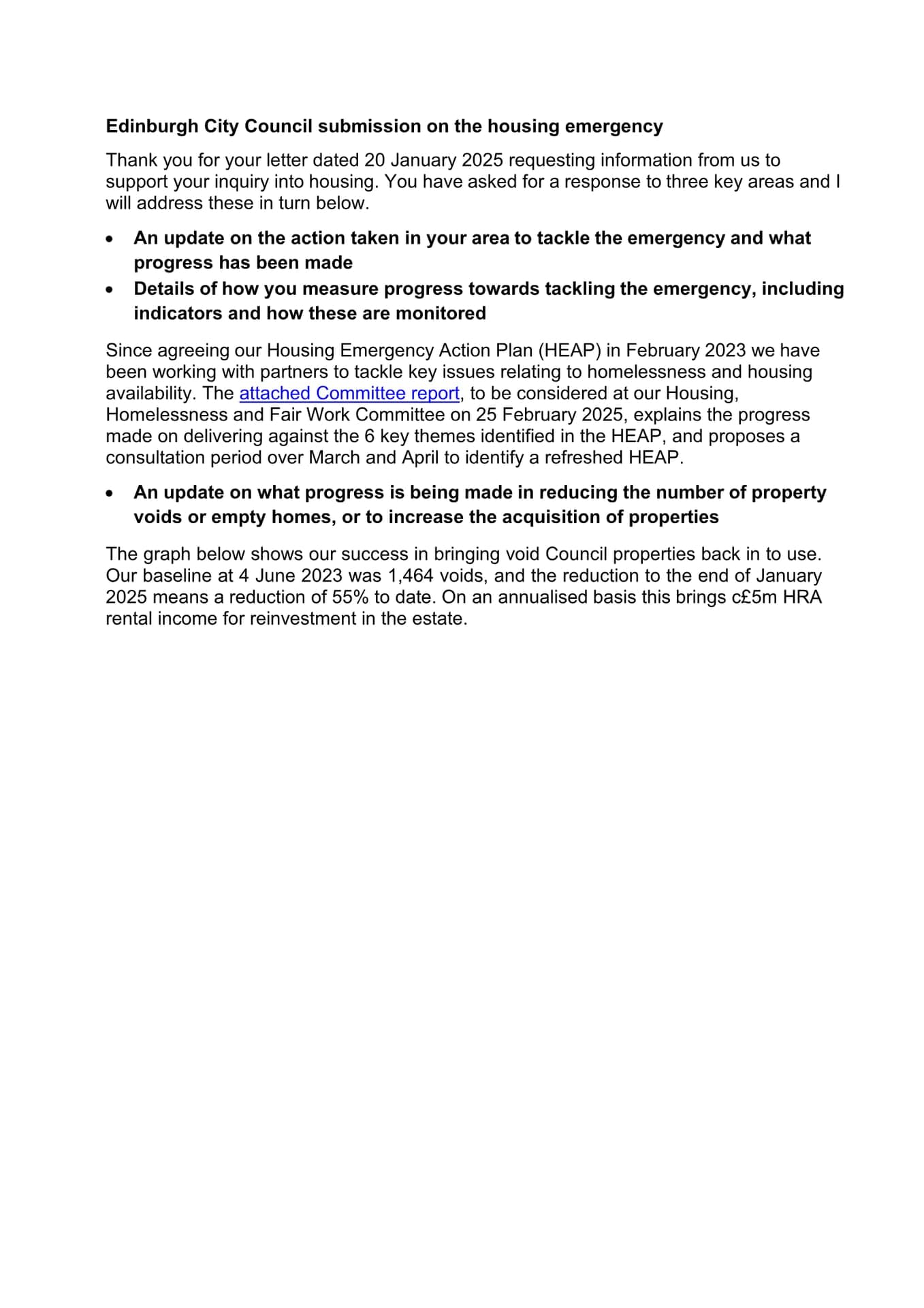 City of Edinburgh Council submission to the Scottish Parliament on the housing emergency (2025)