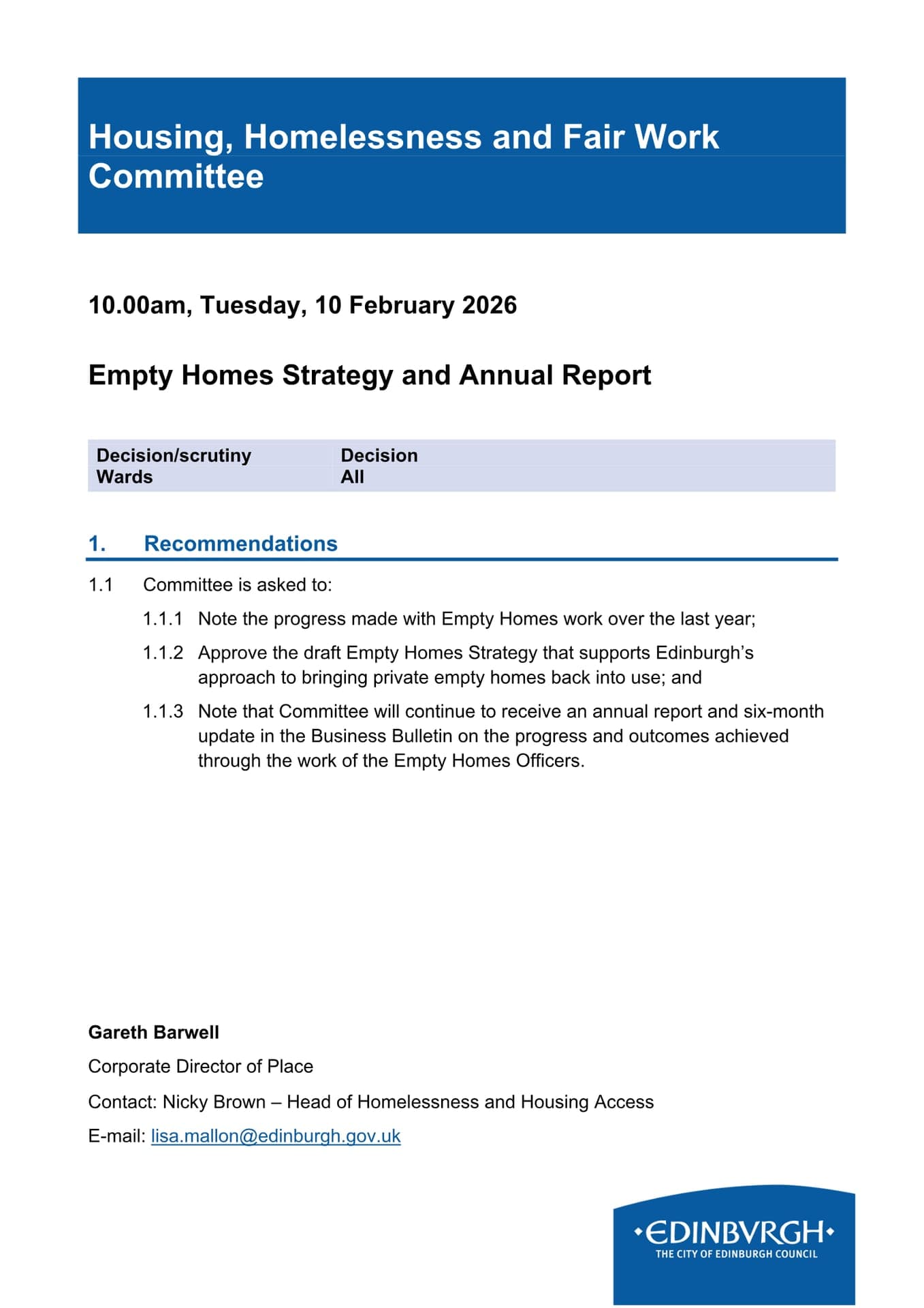 Edinburgh steps up action to bring empty homes back into use