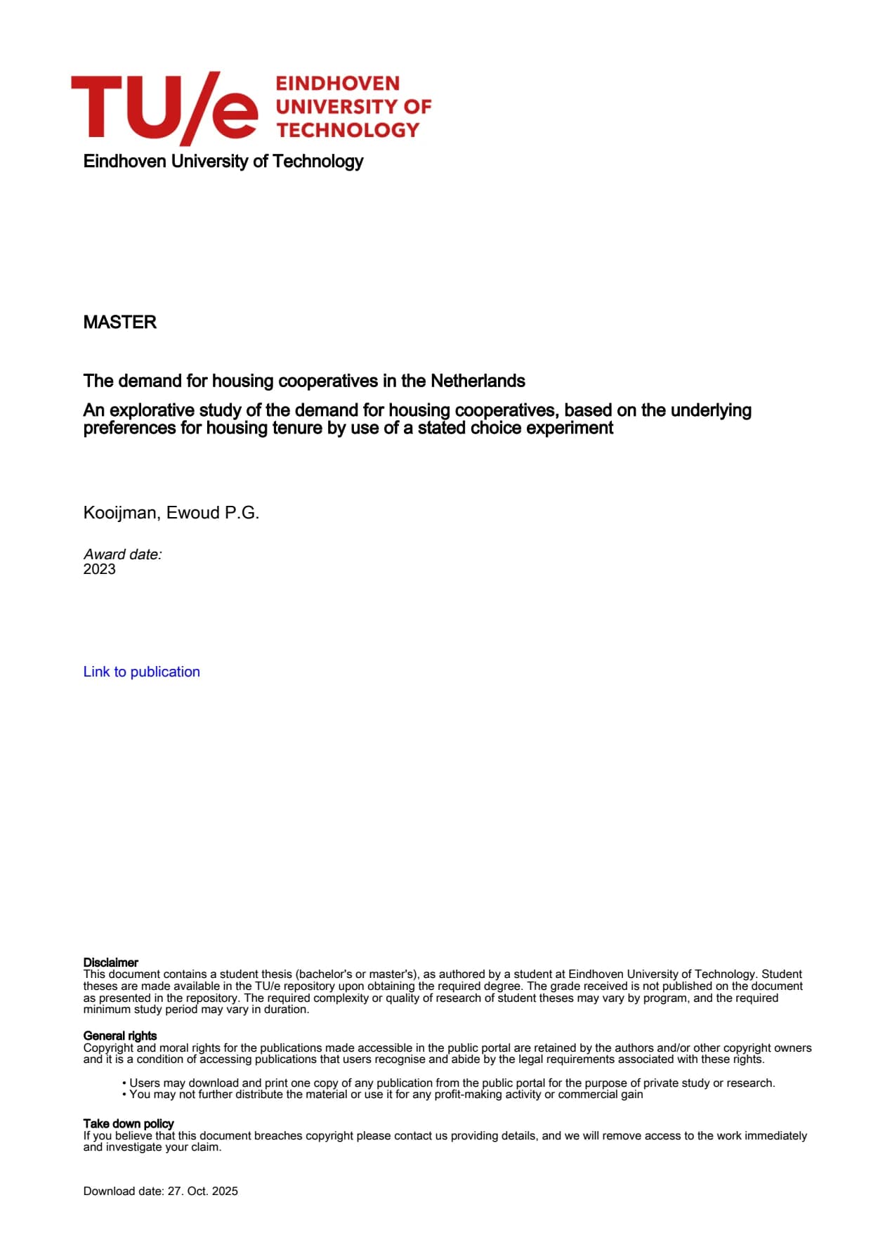 The demand for housing cooperatives in the Netherlands