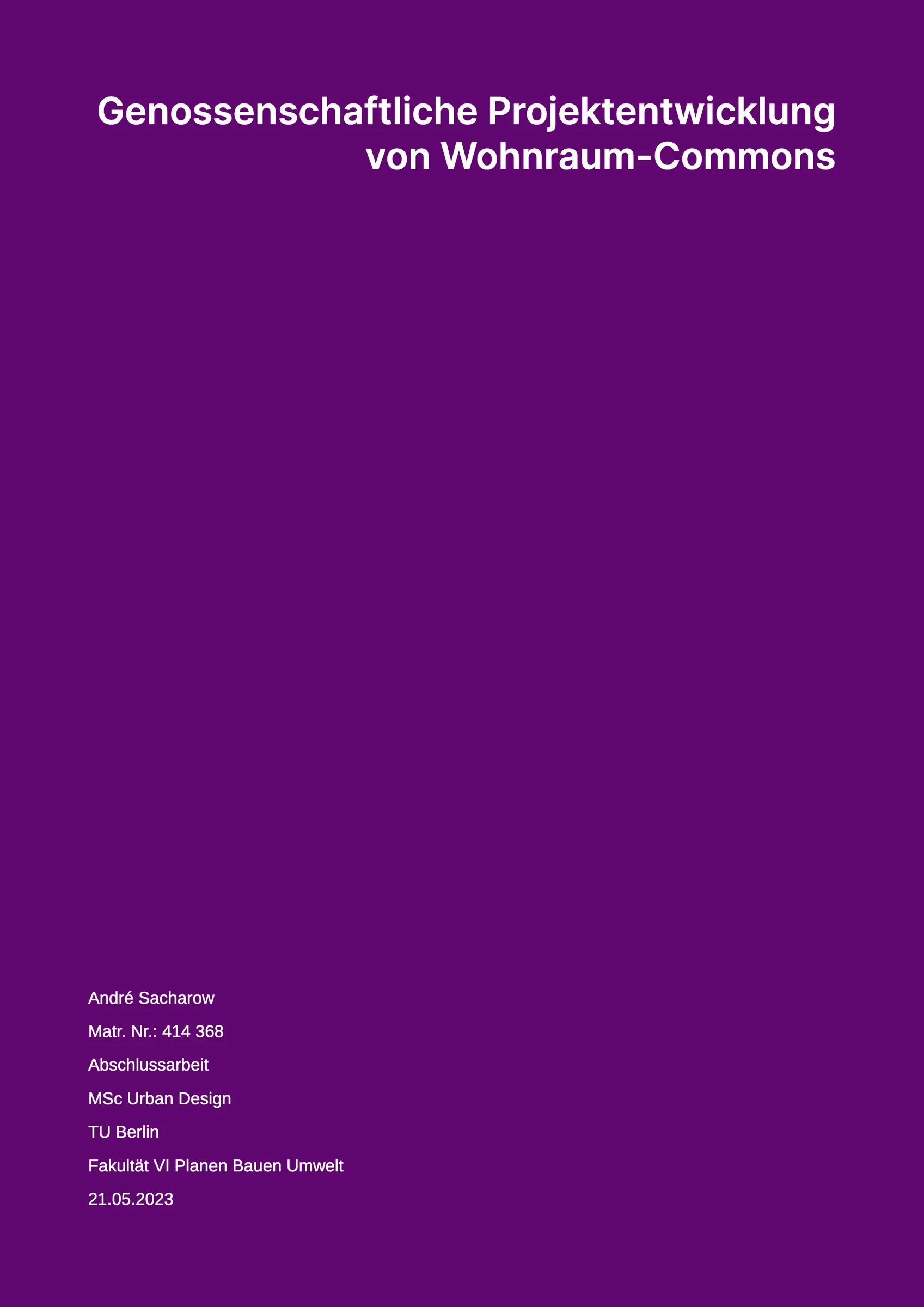 Genossenschaftliche Projektentwicklung von Wohnraum-Commons