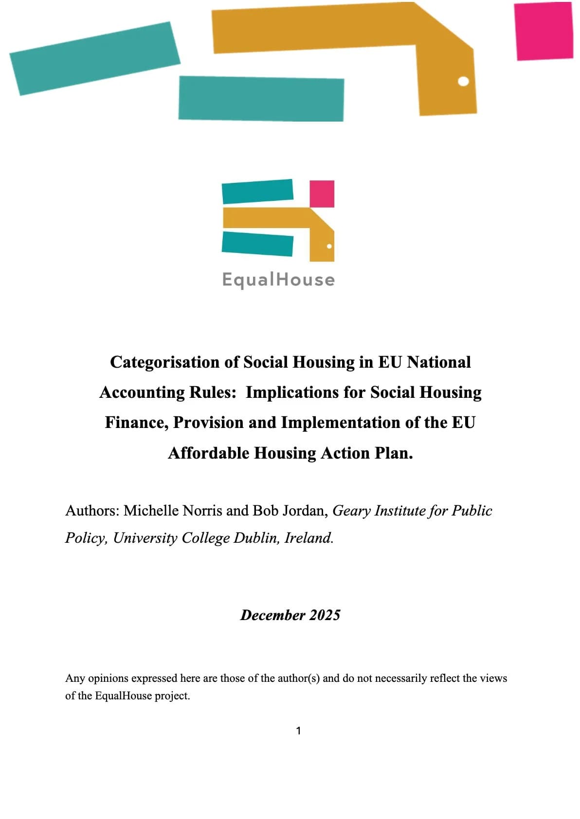 Categorisation of Social Housing in EU National