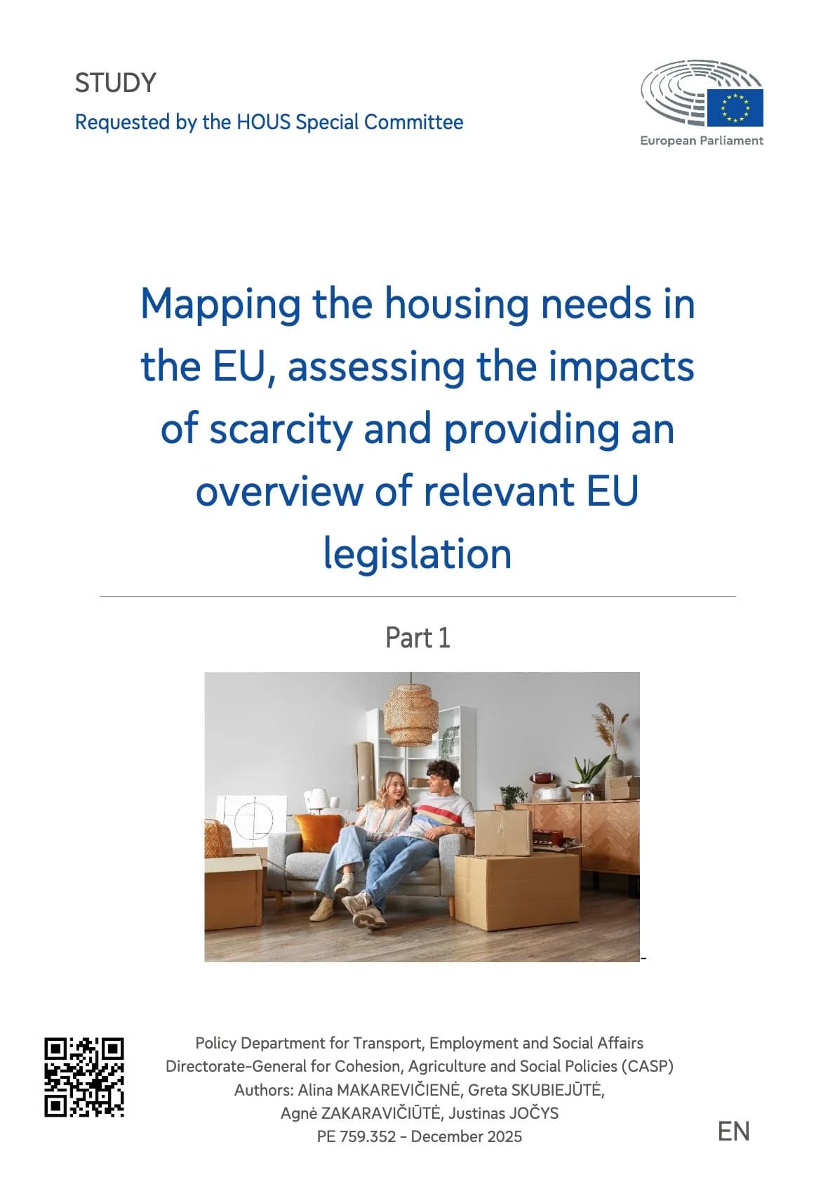 Part 1: Mapping the housing needs in the EU, assessing the impacts of scarcity and providing an overview of relevant EU legislation