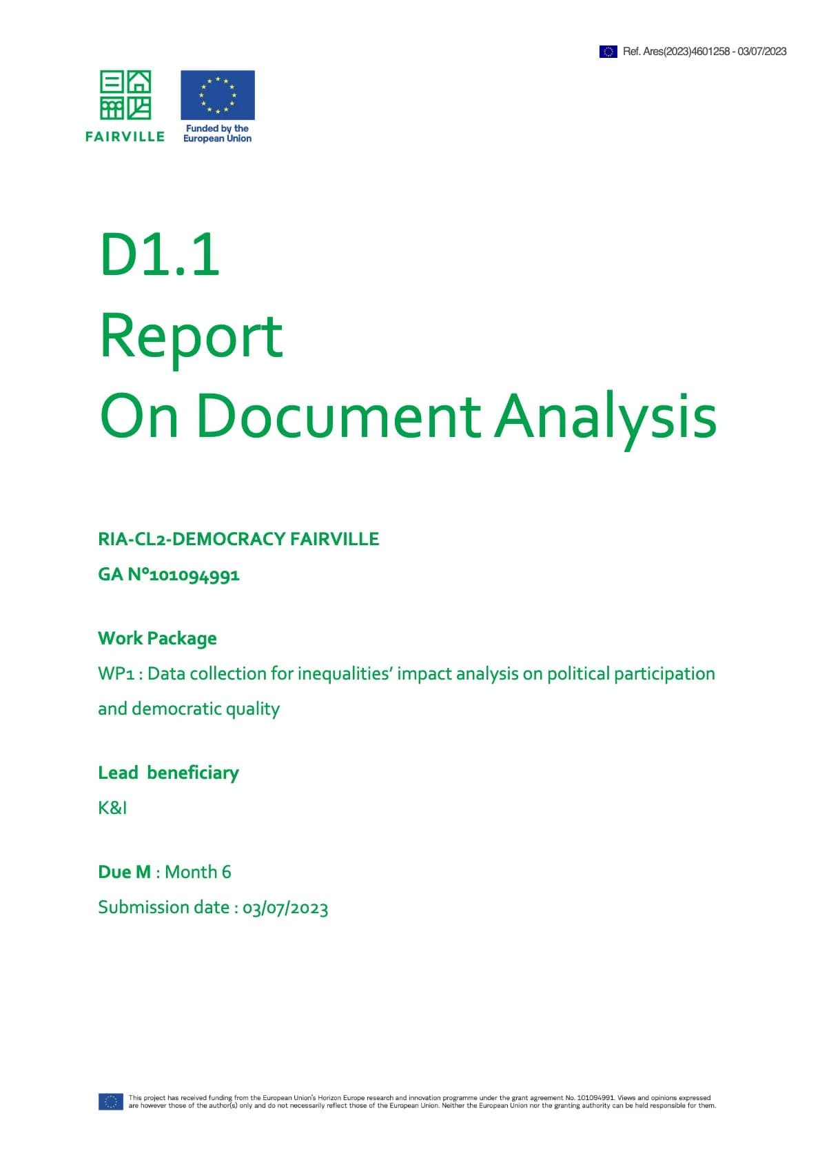 Fairville - Data collection for inequalities’ impact analysis on political participationand democratic quality