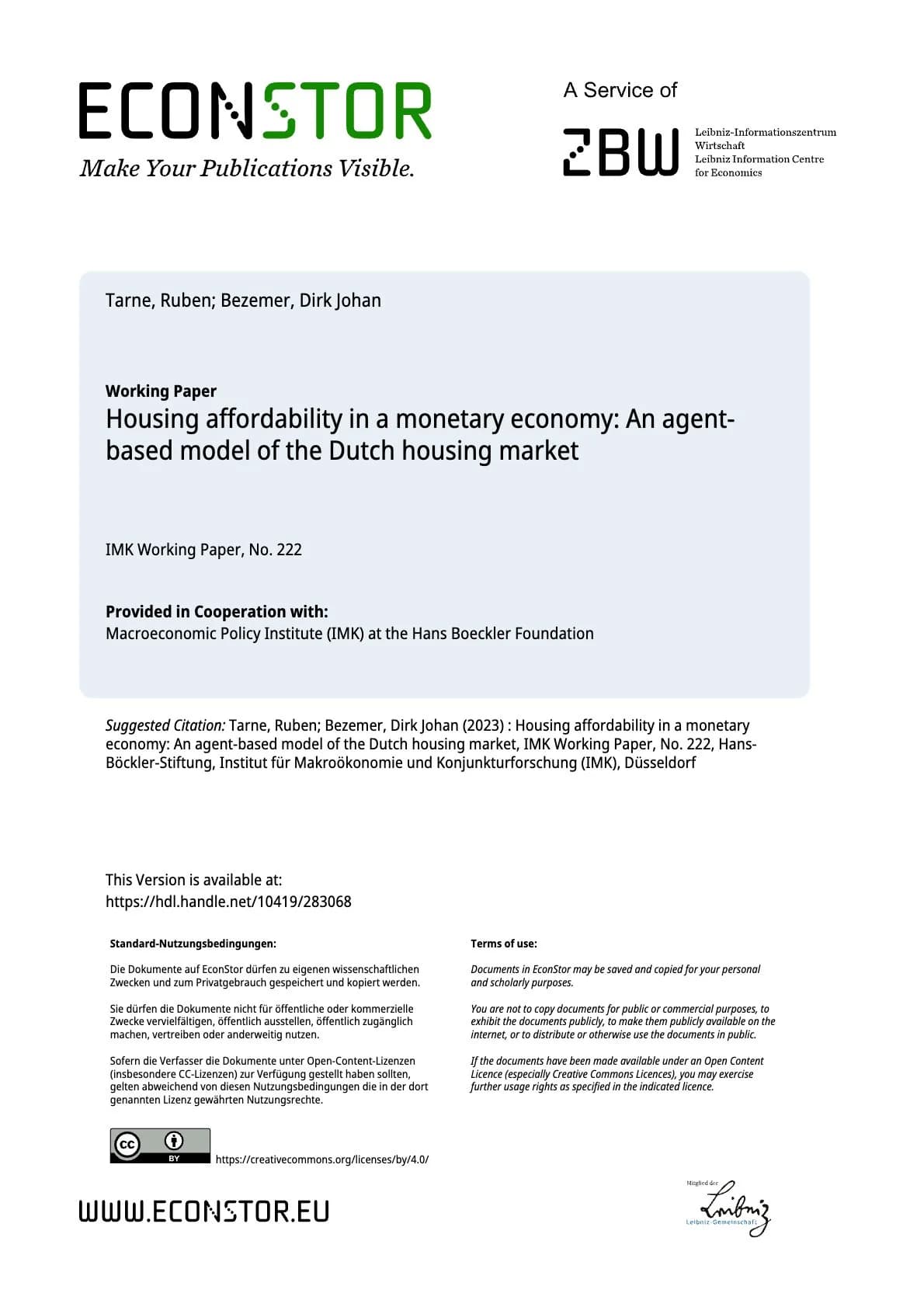 Housing affordability in a monetary economy: An agent-based model of the Dutch housing market