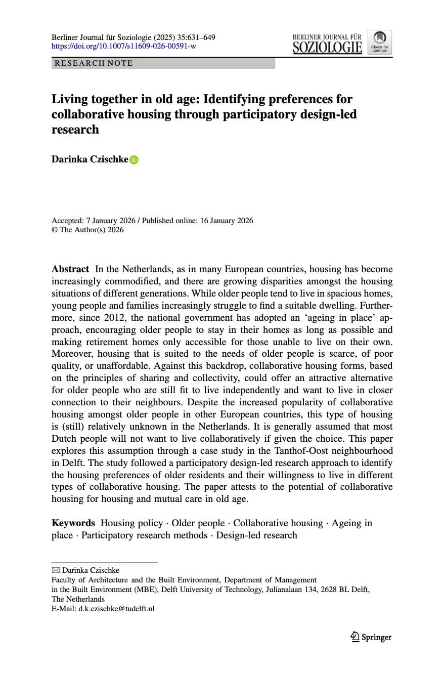 Living together in old age: Identifying preferences for collaborative housing through participatory design-led research