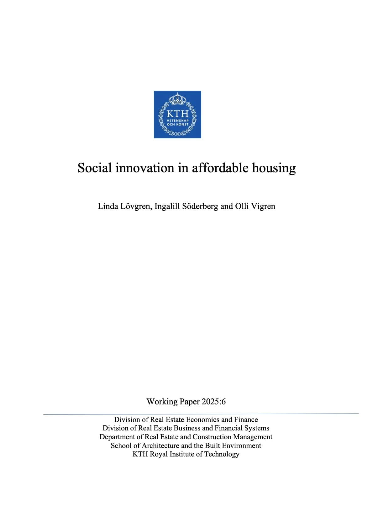 Social innovation in affordable housing