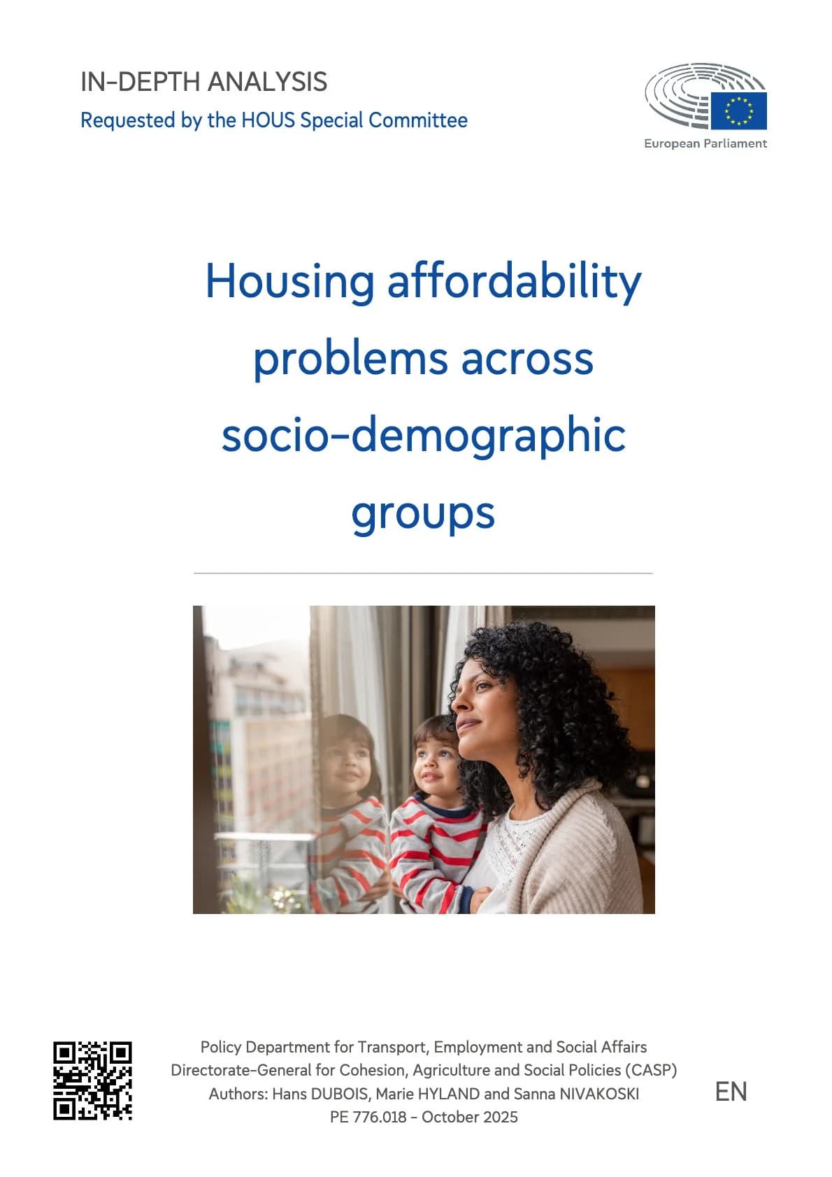 Research for HOUS Special Committee - Housing affordability problems across socio-demographic groups